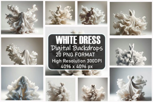 Preview of Flowing White Dress Digital Backdrops digital backdrop