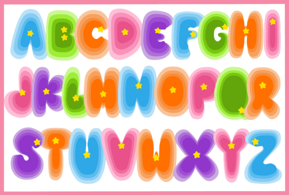 Rain Bow Font PNG with transparent background - Preview 1