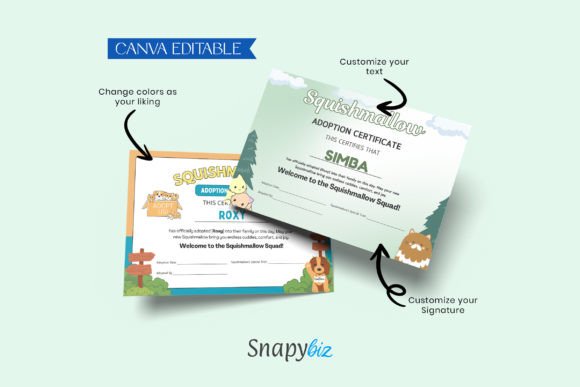 Squishmallow Adoption Canva Certificate