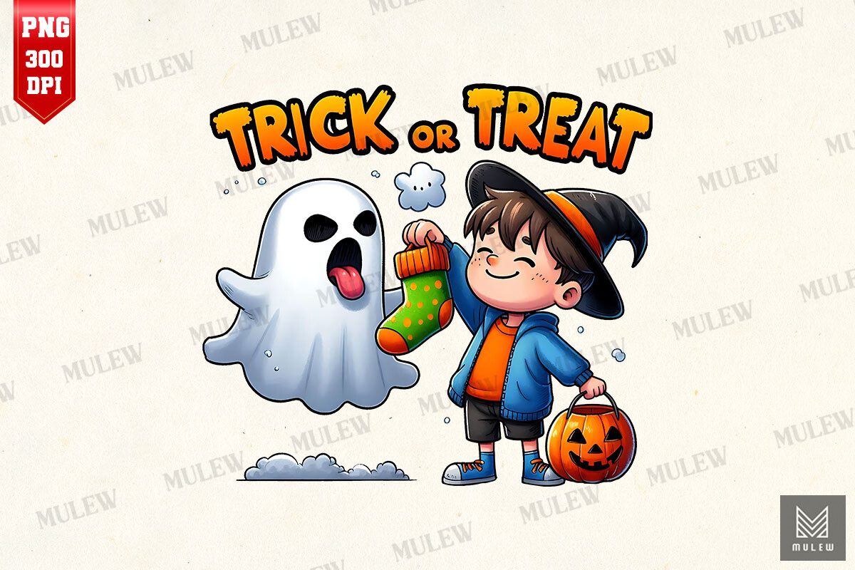 Trick or Treat Halloween Sublimation PNG Graphic by Mulew · Creative ...