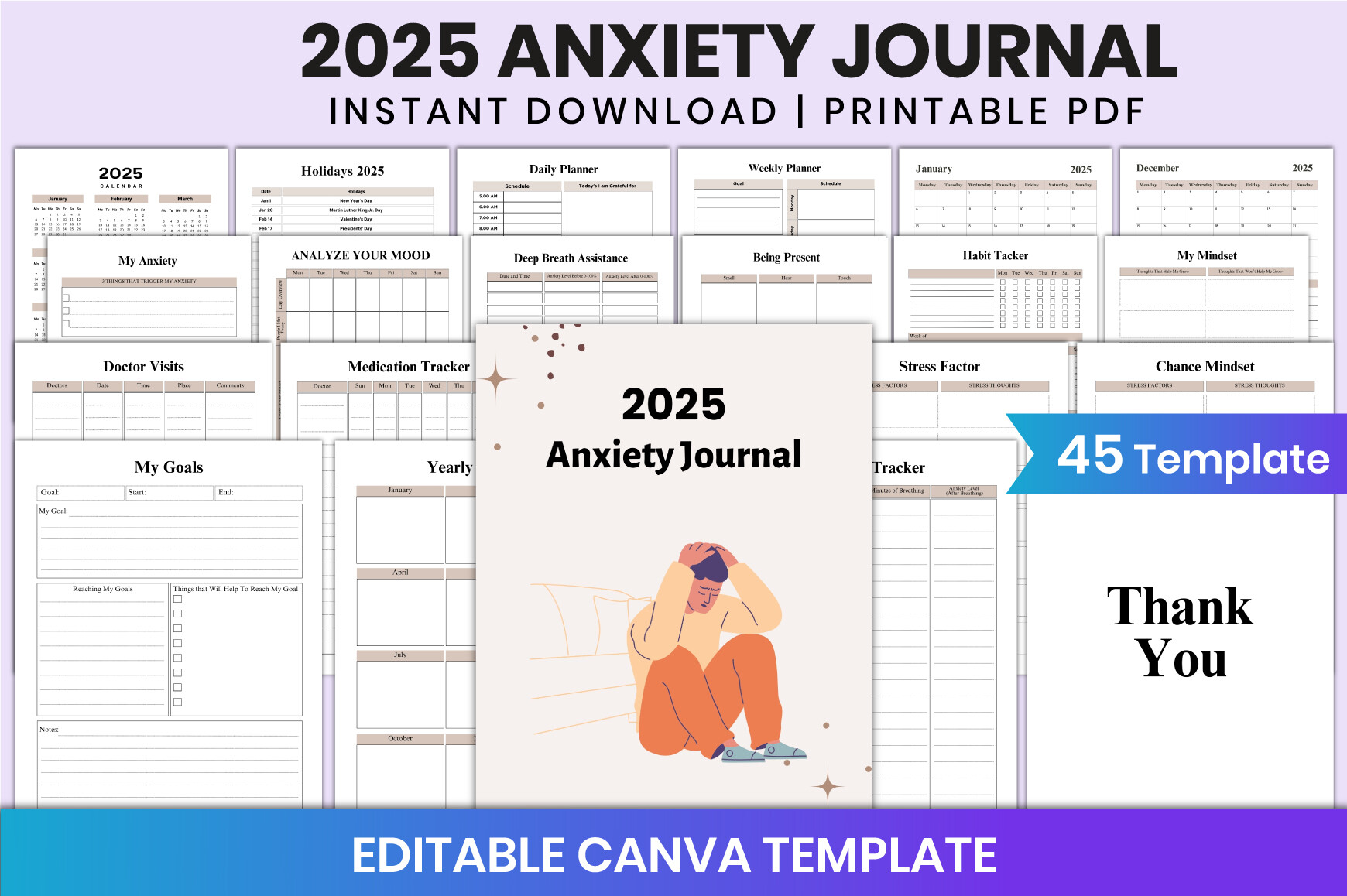 2025 Anxiety Journal for Canva Template Graphic by Shumaya · Creative ...