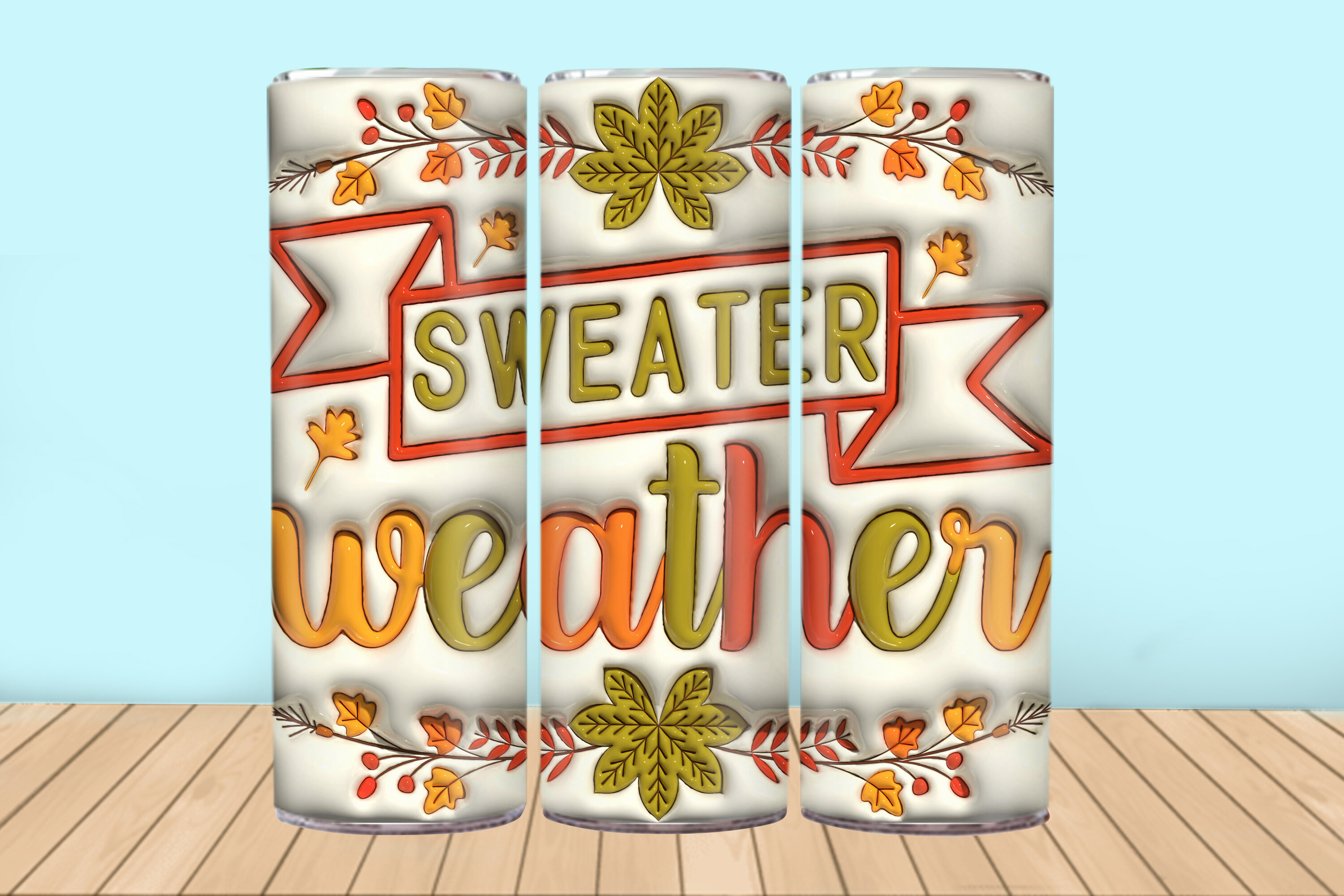 3D Inflated Fall Tumbler Wraps Graphic by Creative Booth · Creative Fabrica