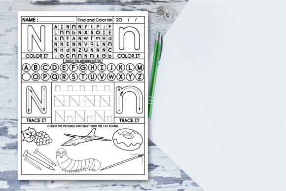 Alphabet Maze, Letter Recognition N Graphic by MOF92 · Creative Fabrica