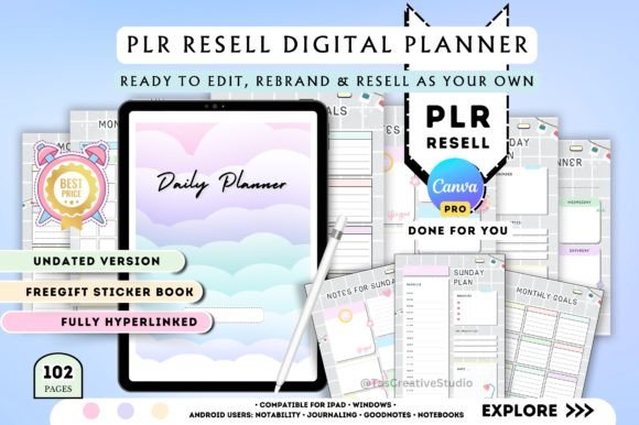 Canva PLR Undated Planner for Resale