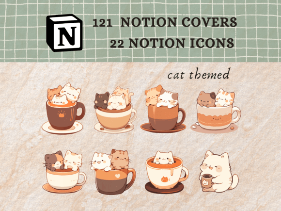 Cat Notion Icons, Notion Covers Pack