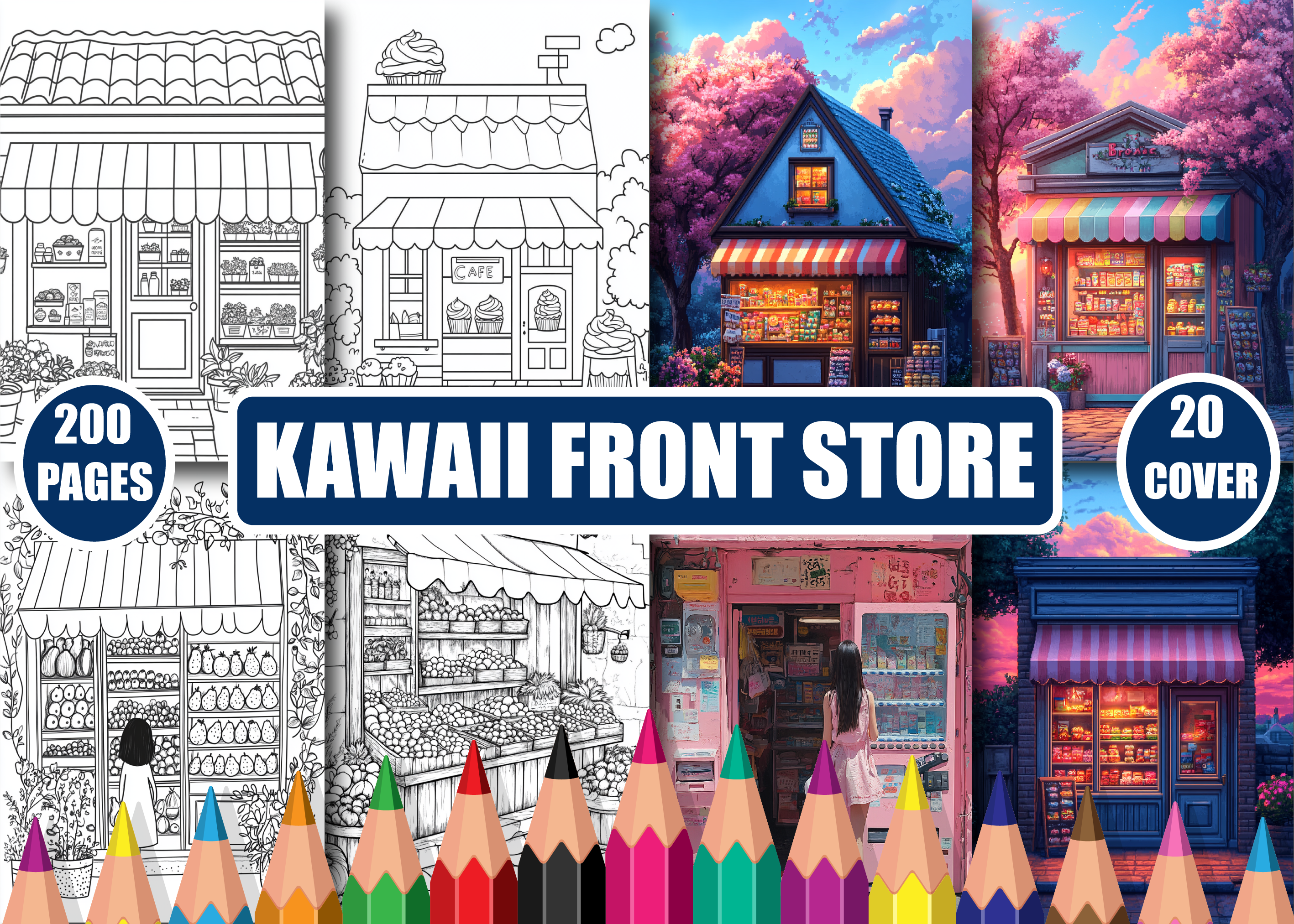 Kawaii Front Store Coloring Book