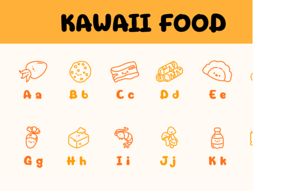 Kawaii Food Font PNG with transparent background - Preview 1