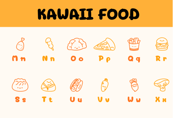 Kawaii Food Font PNG with transparent background - Preview 2