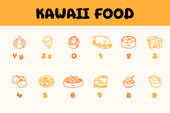 Kawaii Food Font PNG with transparent background - Preview 3