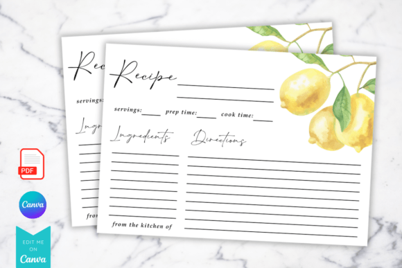 Lemon Recipe Card Template
