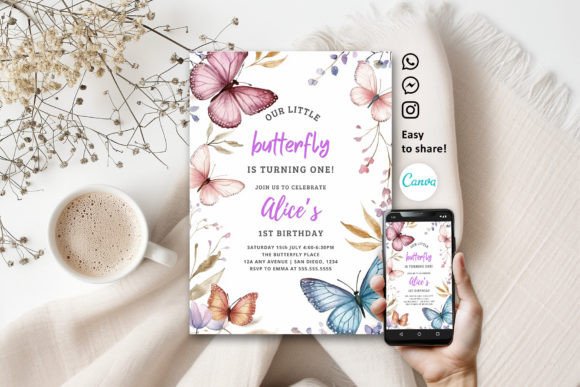 Little Butterfly 1st Birthday Invitation