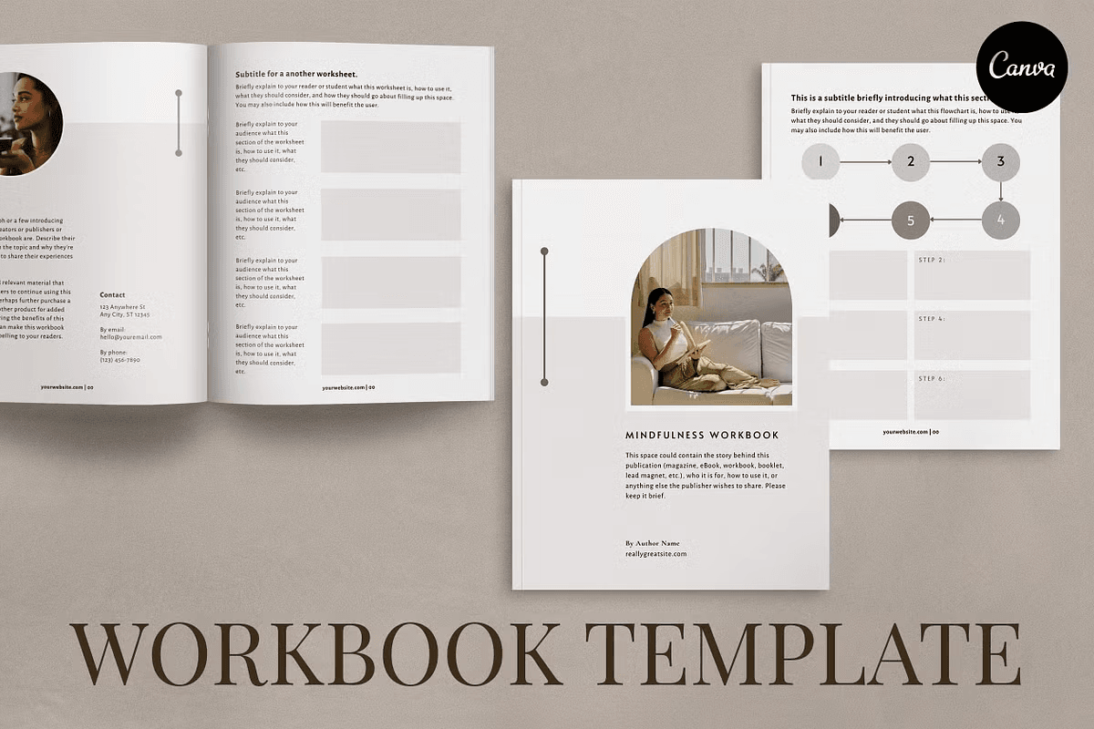 Student Workbook Graphics Mindful Workbook Template Canva Graphic by flourishstudiodesign ...
