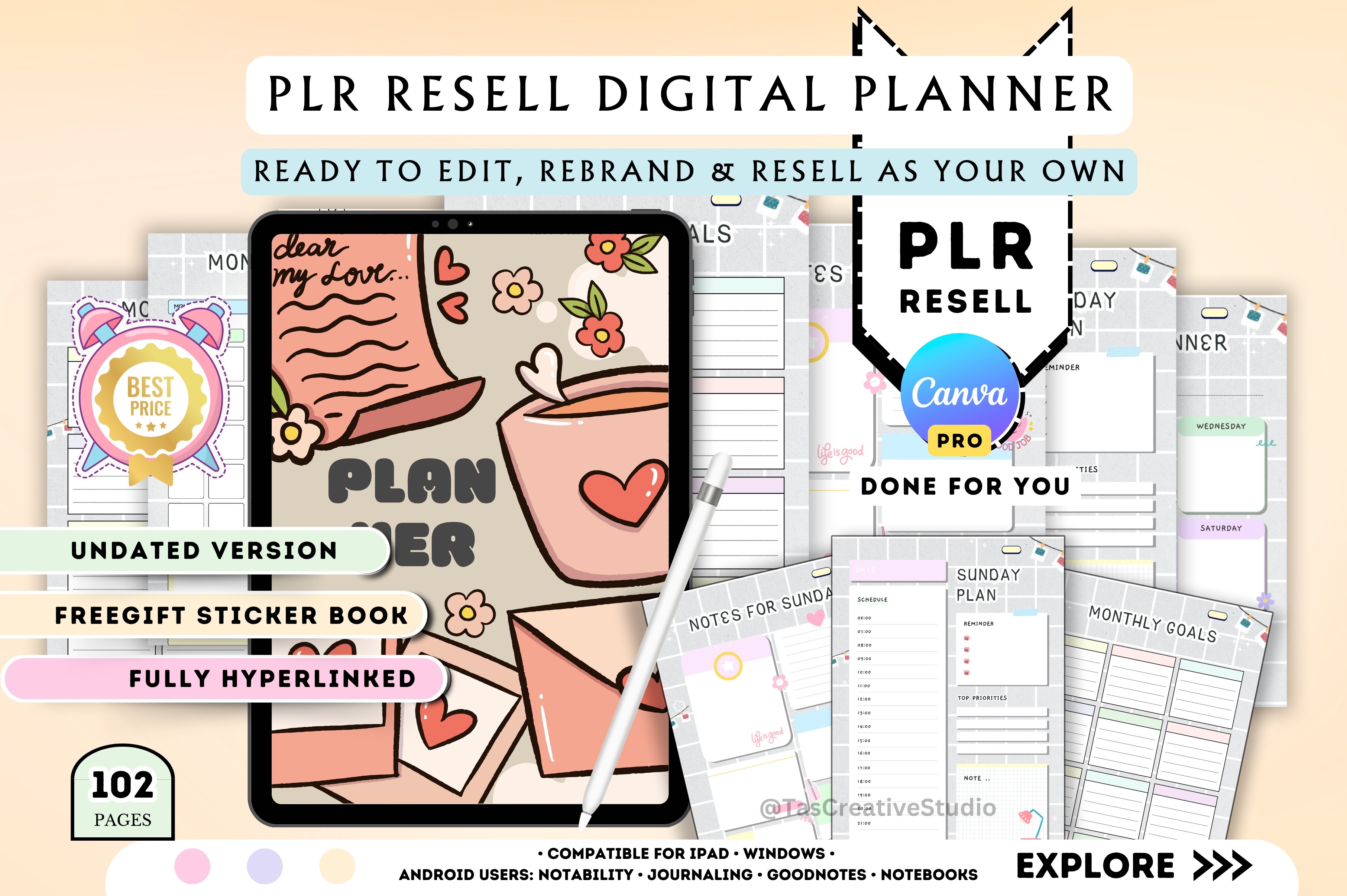PLR Undated Canva Planner Template
