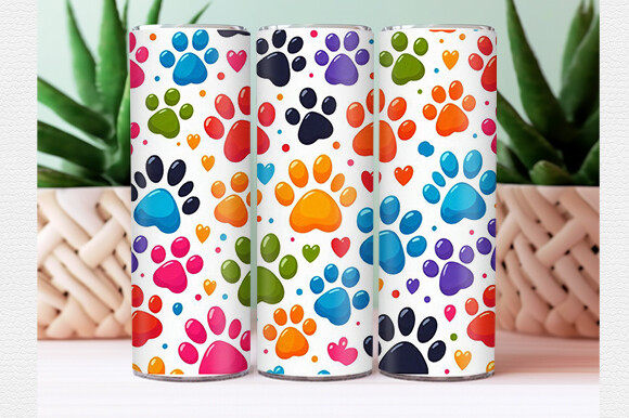 Rainbow Paw Tumbler Wrap Graphic by Journey with Craft · Creative Fabrica