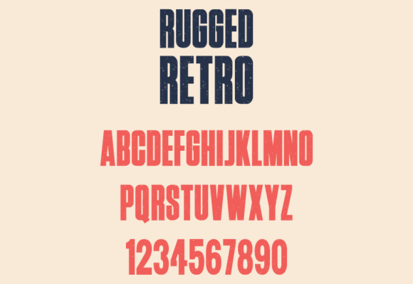 Rugged Retro Font PNG with transparent background - Preview 1