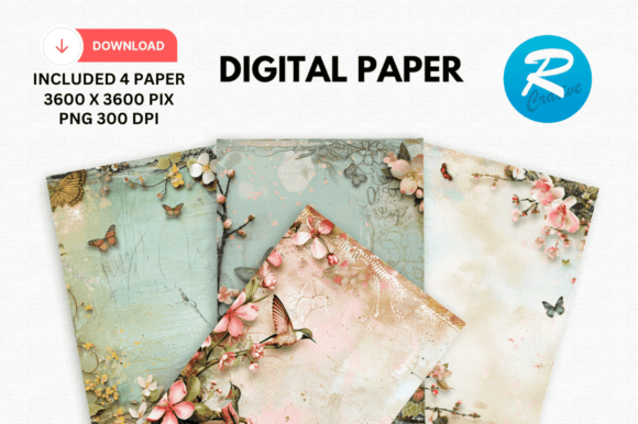 Spring Scrapbook Digital Paper Printable Graphic by Regulrcrative ...