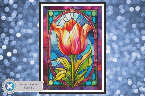 Stained Glass Tulip Cross Stitch Pattern