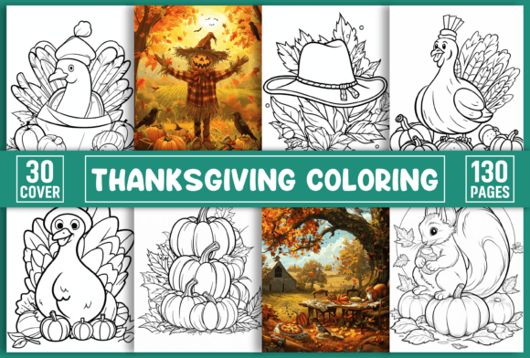 Thanksgiving Coloring Book 130 Pages