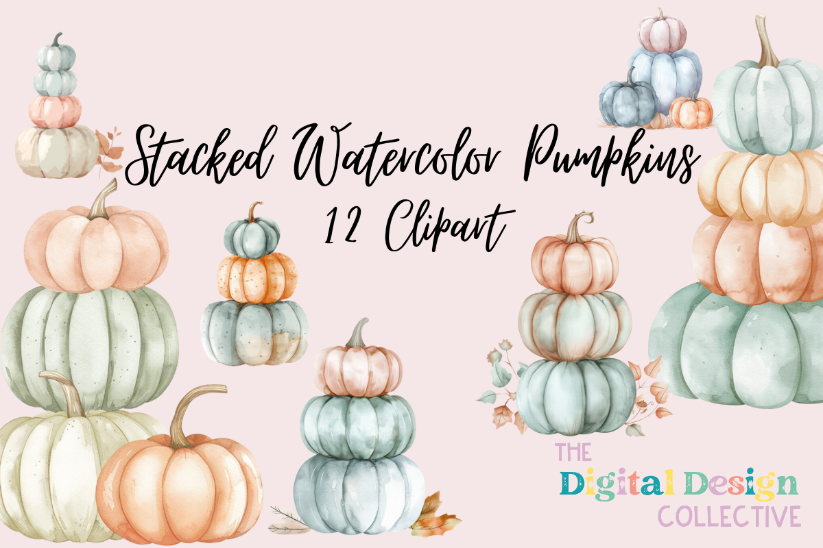 Watercolor Stacked Pumpkin Clipart Graphic by lizballew · Creative Fabrica