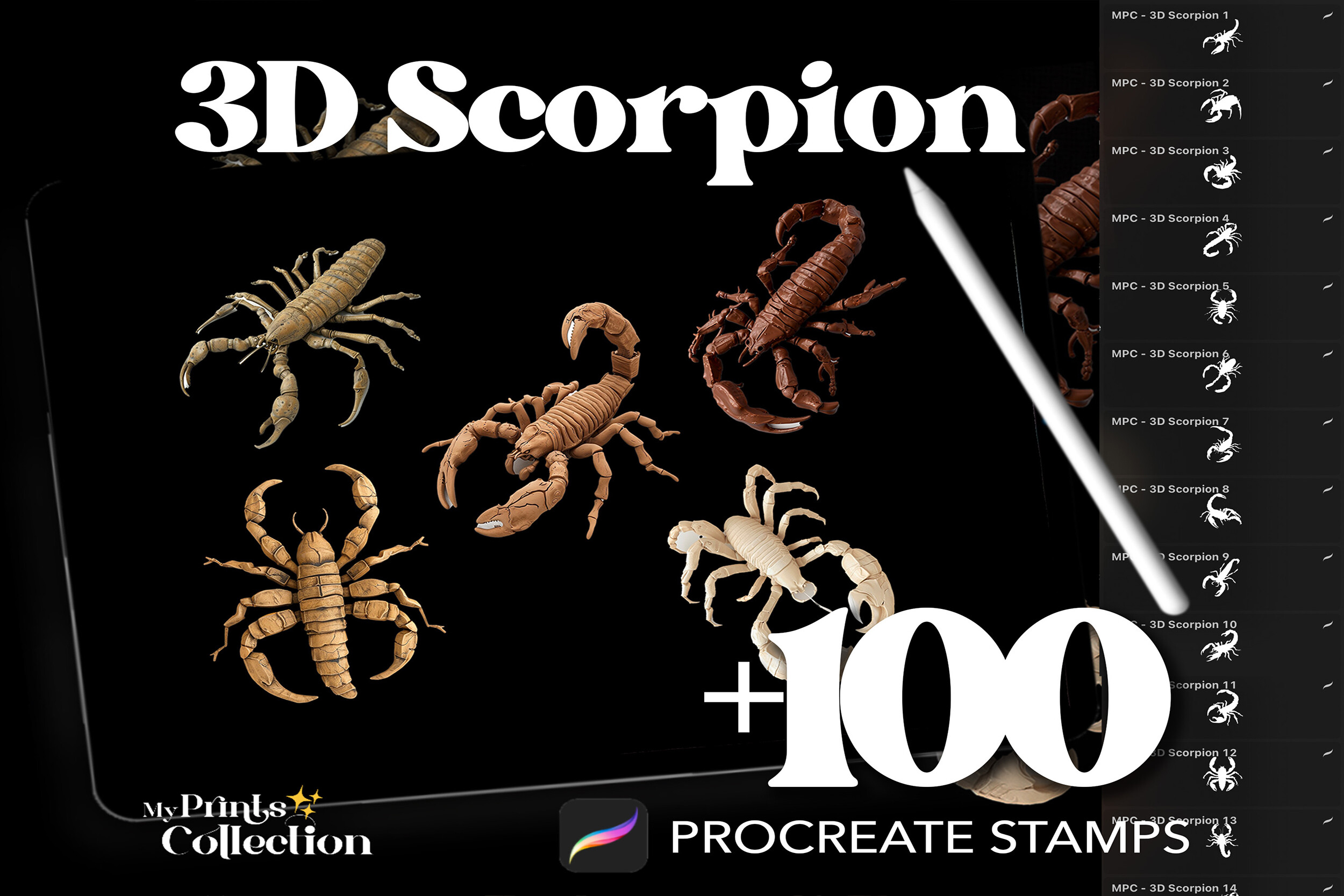 100+ Procreate 3D Scorpion Stamps Graphic by myprintscollection ...