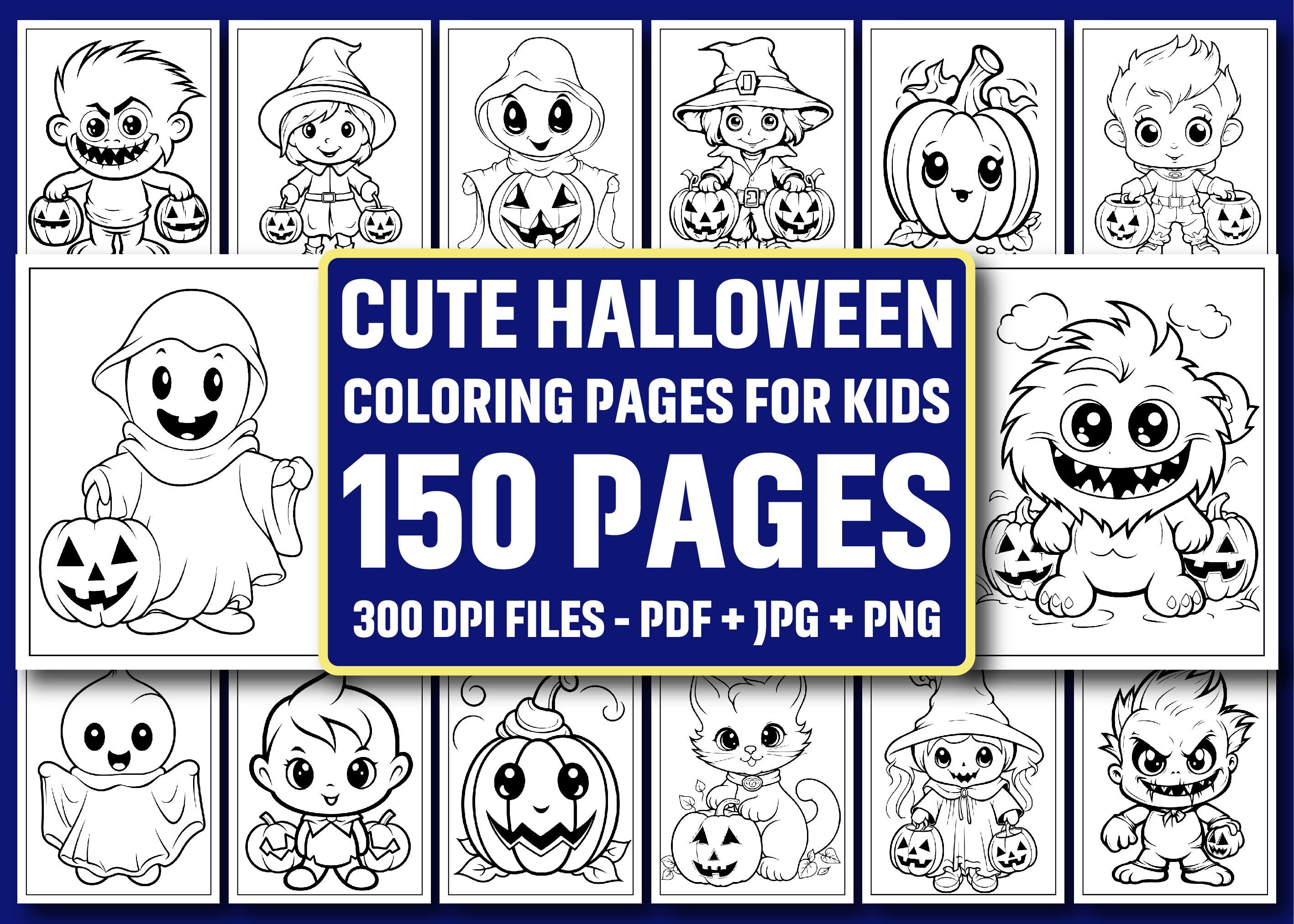 150 Cute Halloween Coloring Book - KDP Graphic by GoLdeN ArT · Creative ...