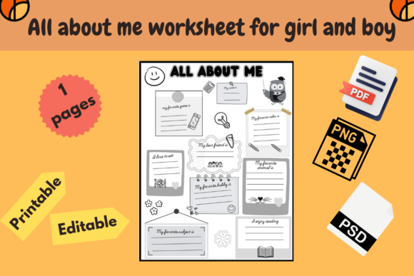 All About Me Worksheet for Girl and Boy - Digital