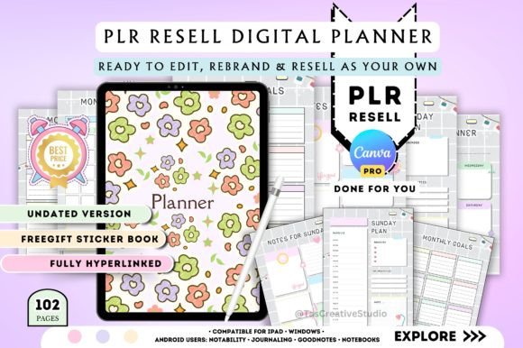 Canva PLR Template for Digital Planners Graphic Planners & Schedules By Tas Creative Studio