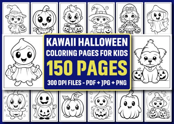 Kawaii Halloween Coloring Pages for Kids
