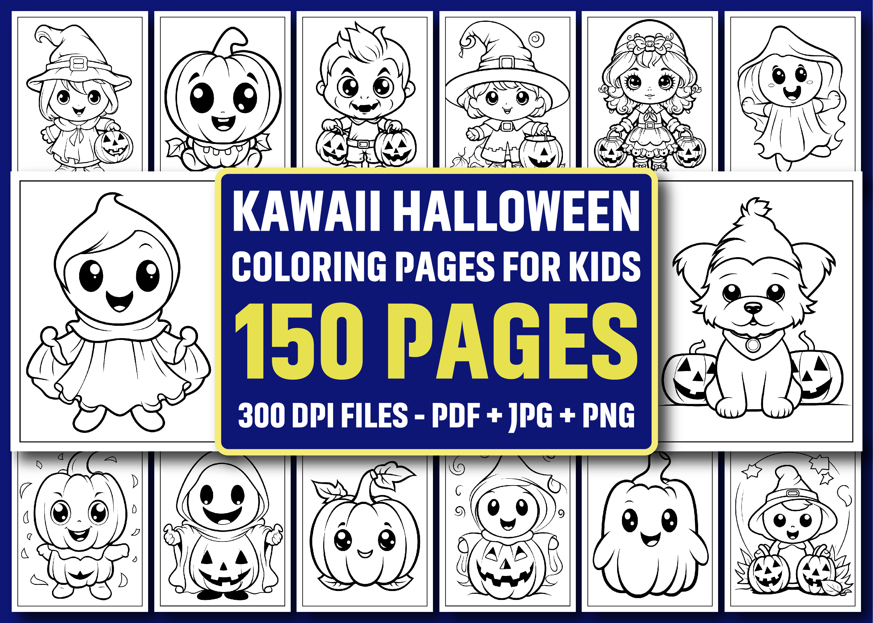 Kawaii Halloween Coloring Pages for Kids