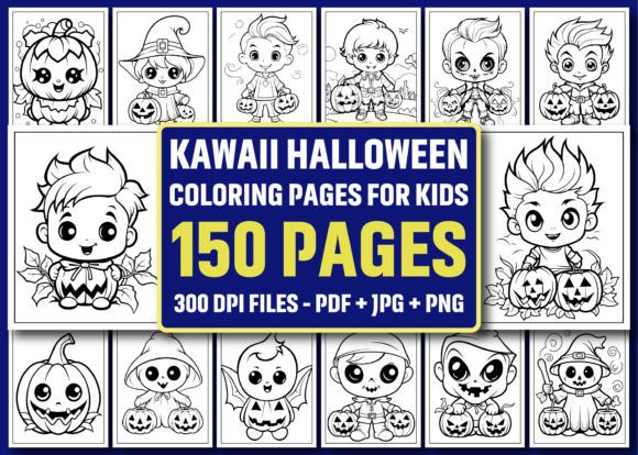 Kawaii Halloween Coloring Pages for Kids