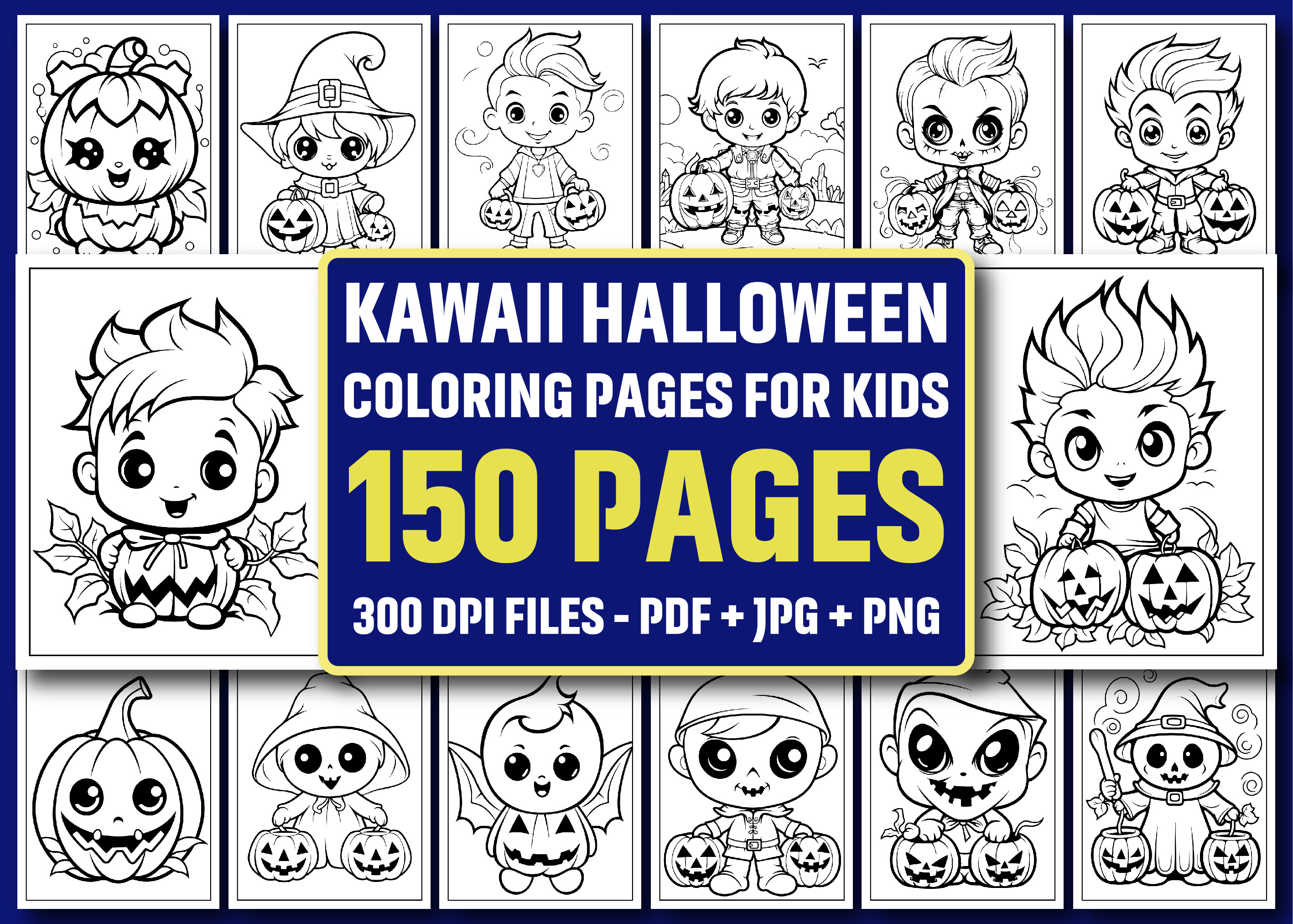 Kawaii Halloween Coloring Pages for Kids