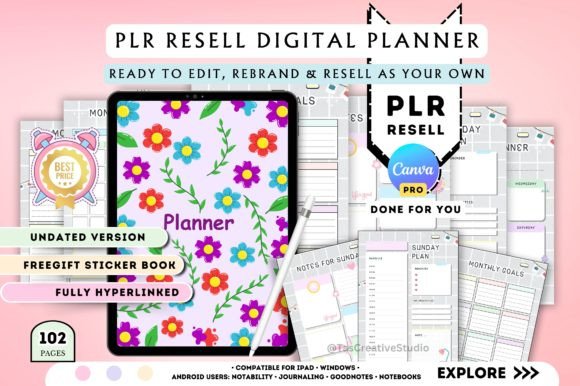 PLR Undated Planner Template - Canva