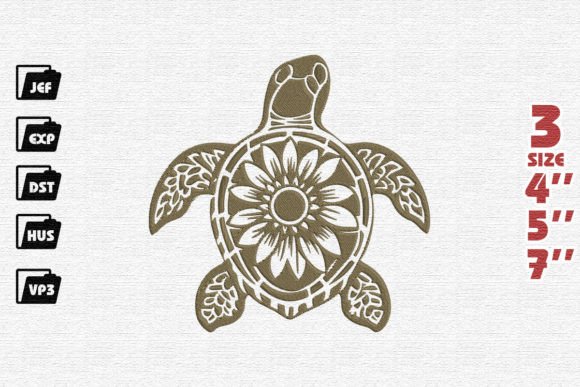 Turtle Mandala Embroidery Reptilien Stickereidesign Von Nutty Creations