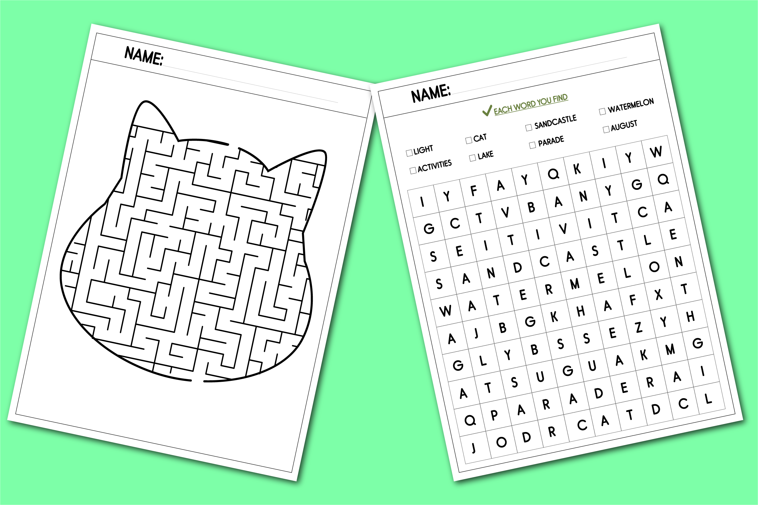 Word Search | Cat Maze Puzzle for Kids Graphic by MOF92 · Creative Fabrica