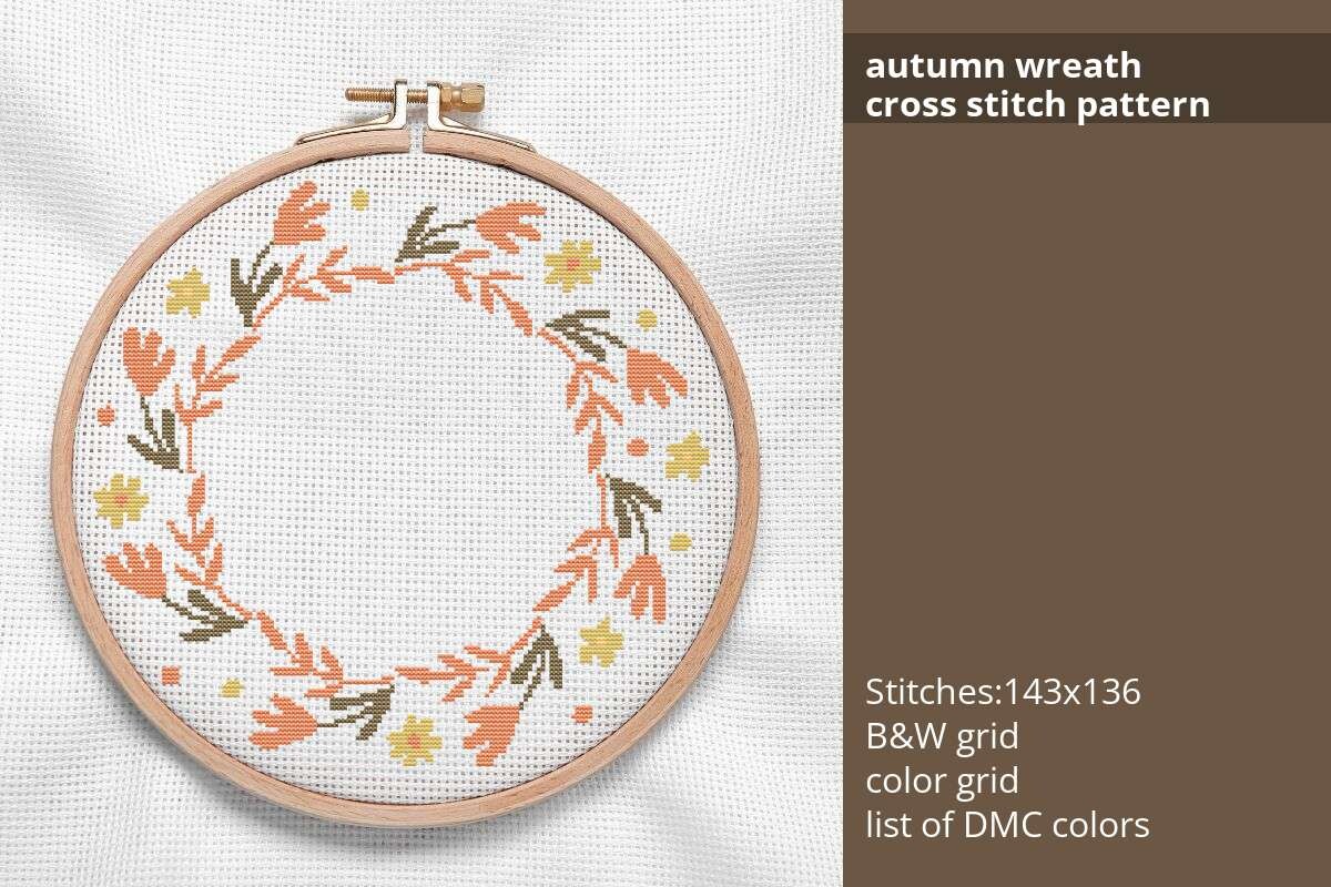 Autumn Wreath Cross Stitch Pattern