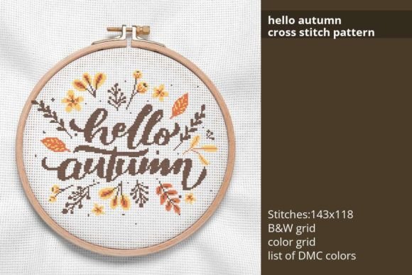 Hello Autumn Cross Stitch Pattern