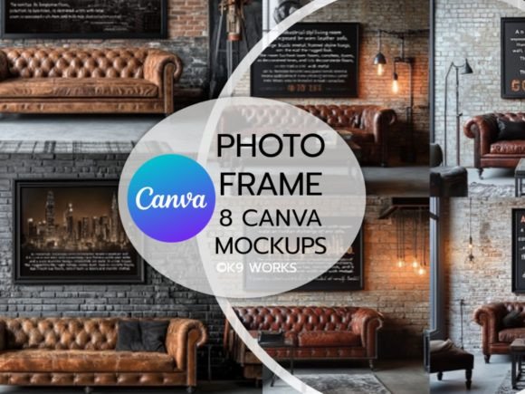 Drag & Drop Frame Brick Room Mockup Canva Template