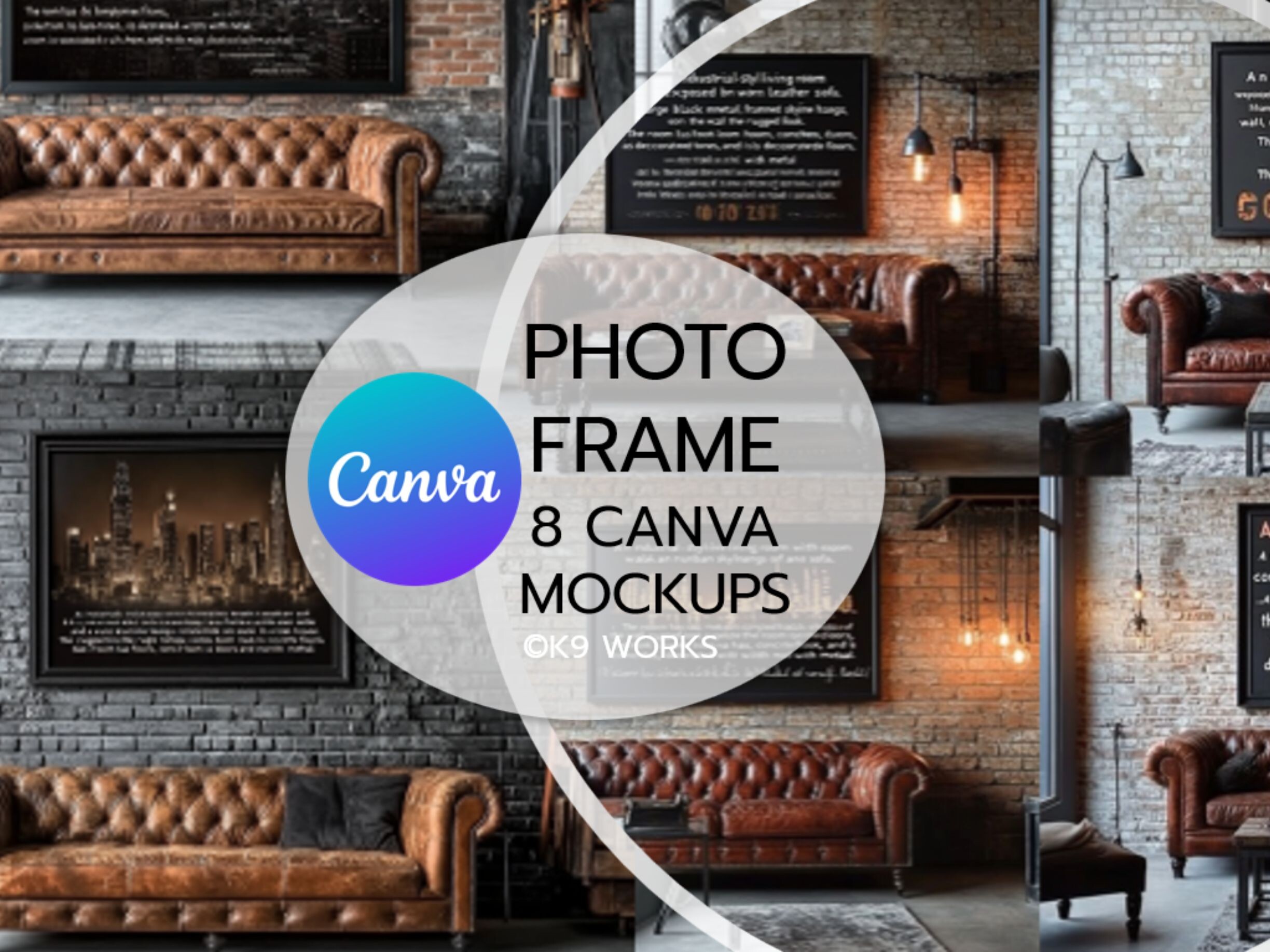 Drag & Drop Frame Brick Room Mockup Canva Template