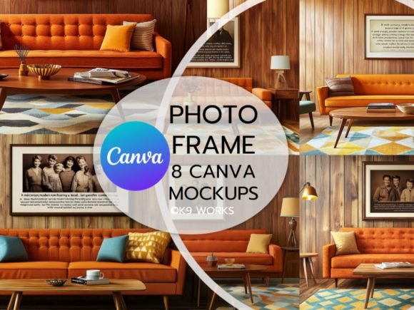 Drag & Drop Frame Brown Room Mockup Canva Template