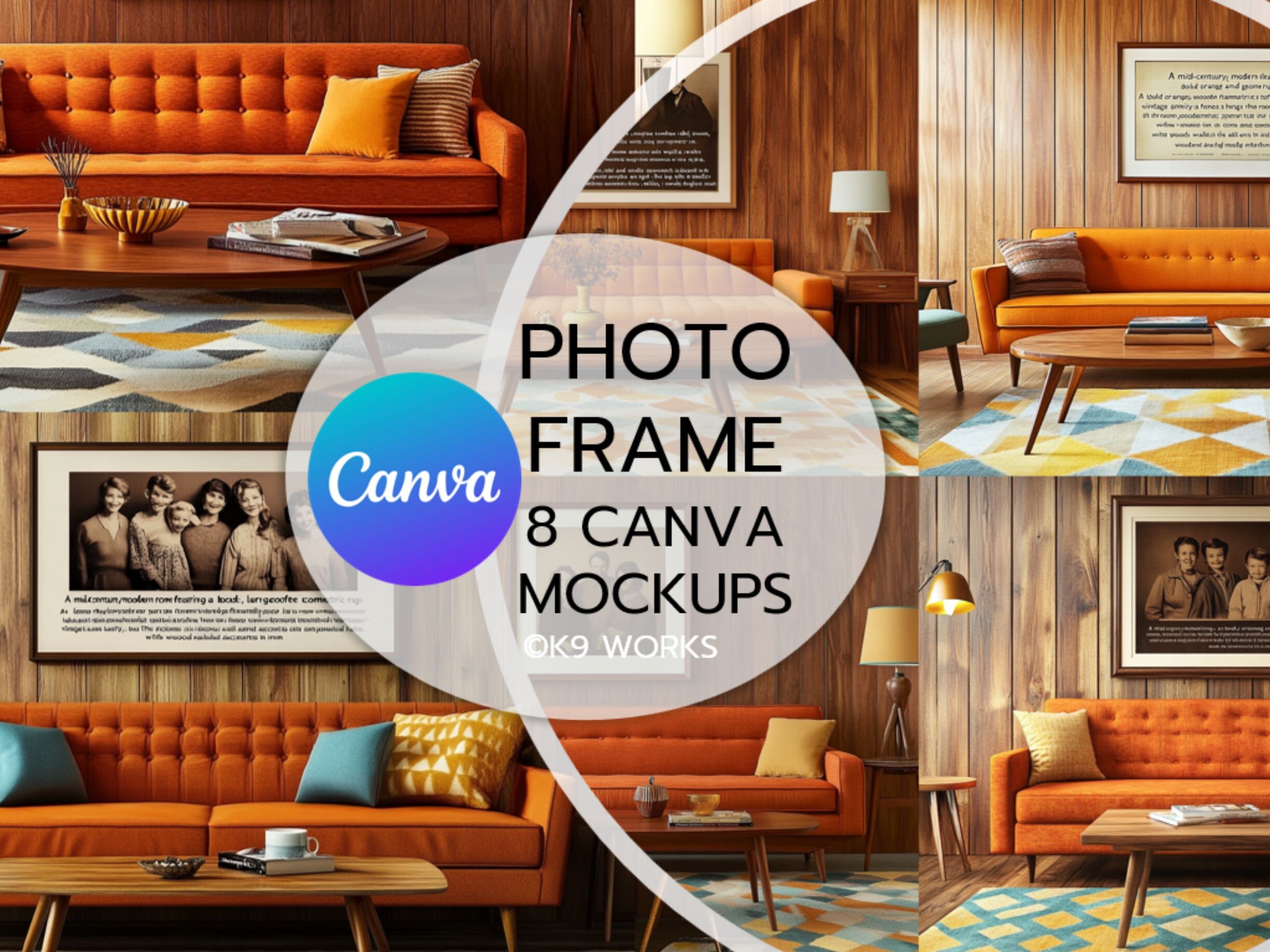 Drag & Drop Frame Brown Room Mockup Canva Template