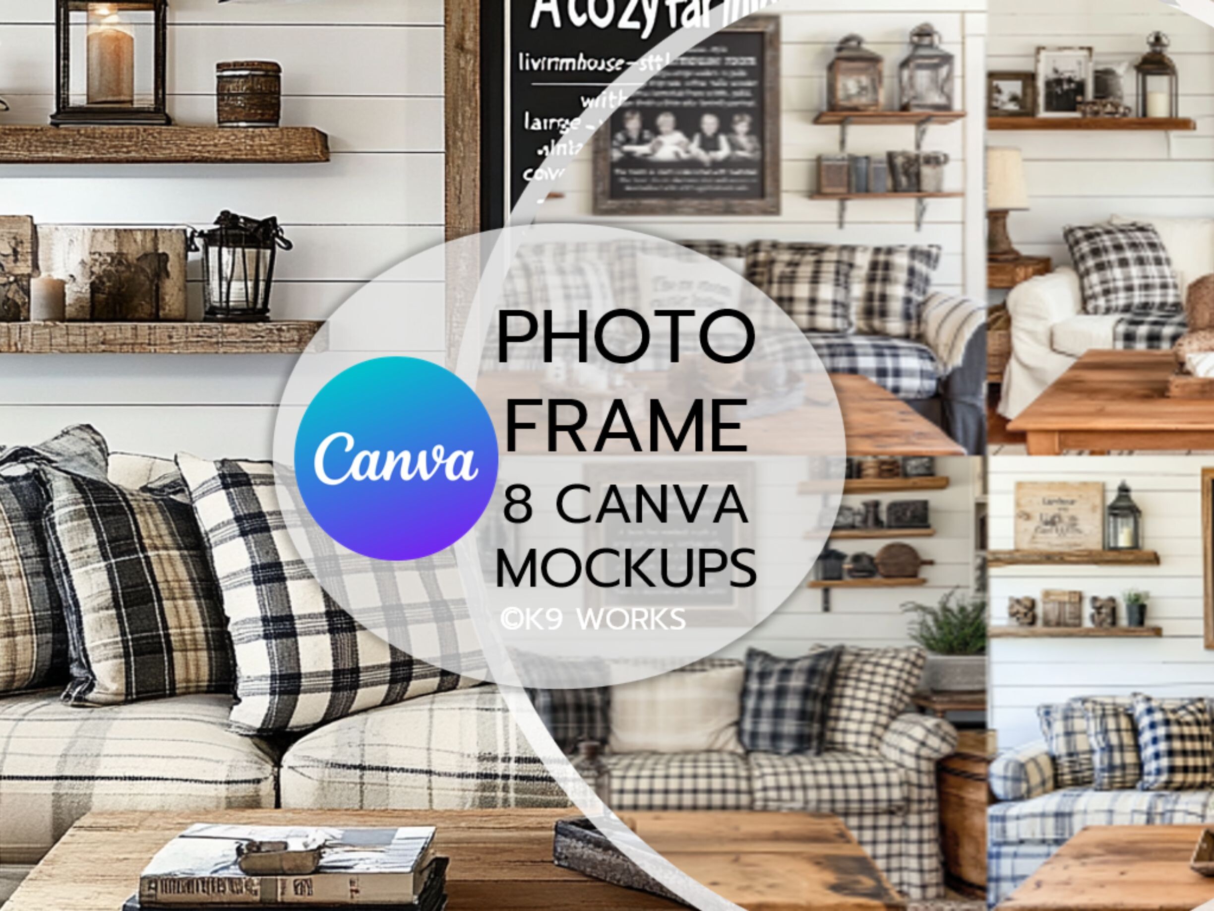 Drag & Drop Frame Cozy Room Mockup Canva Template