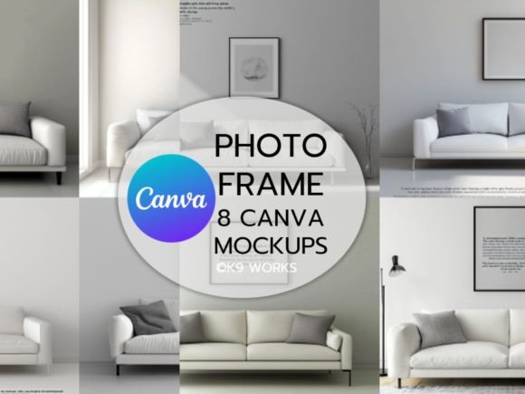 Drag & Drop Frame Grey Room Mockup Canva Template