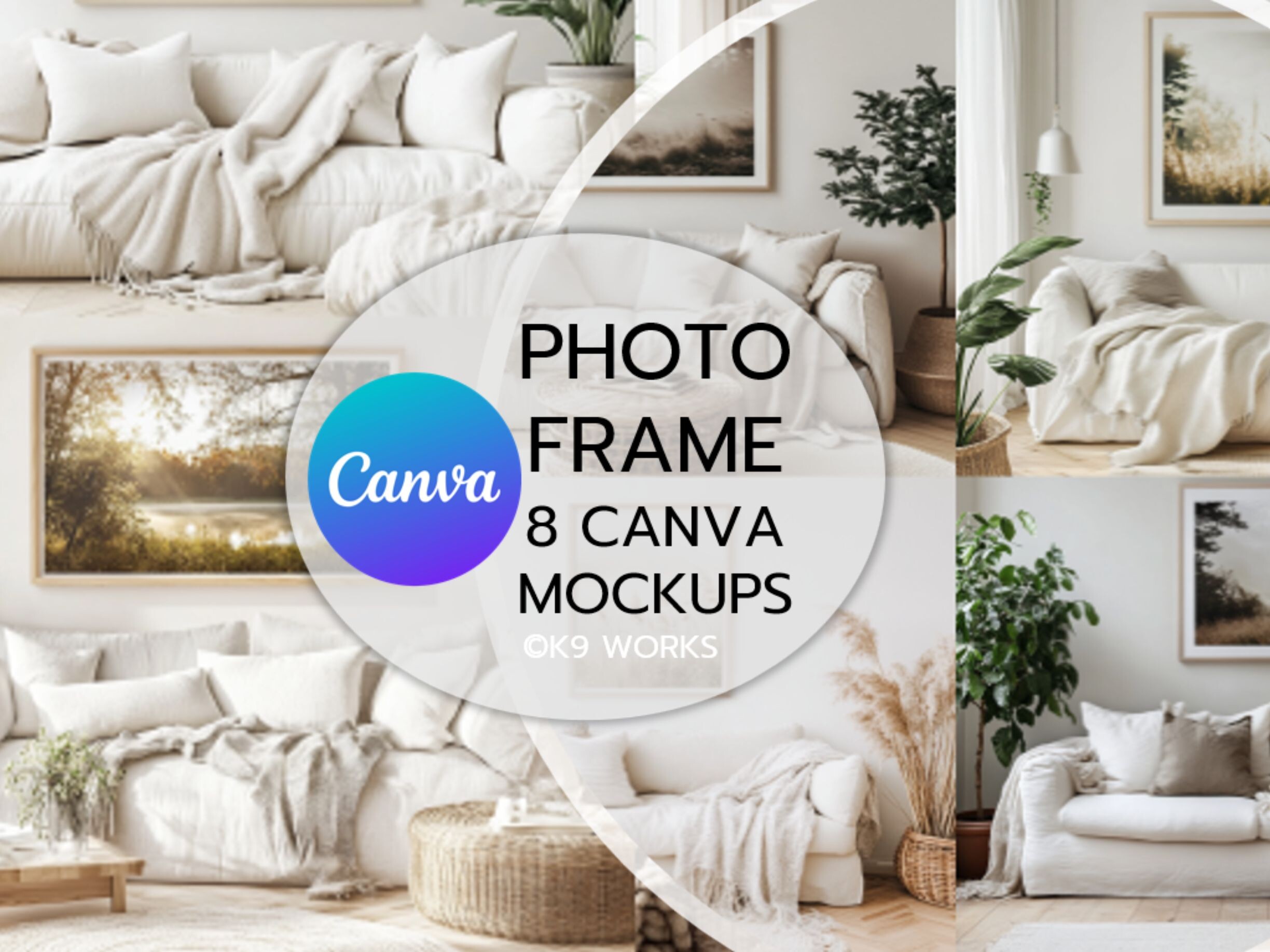 Drag & Drop Frame White Room Mockup Canva Template