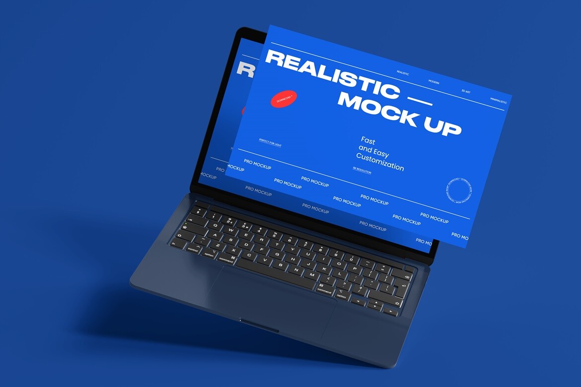 Floating Laptop Screen Mockup Graphic by Jujustudio · Creative Fabrica