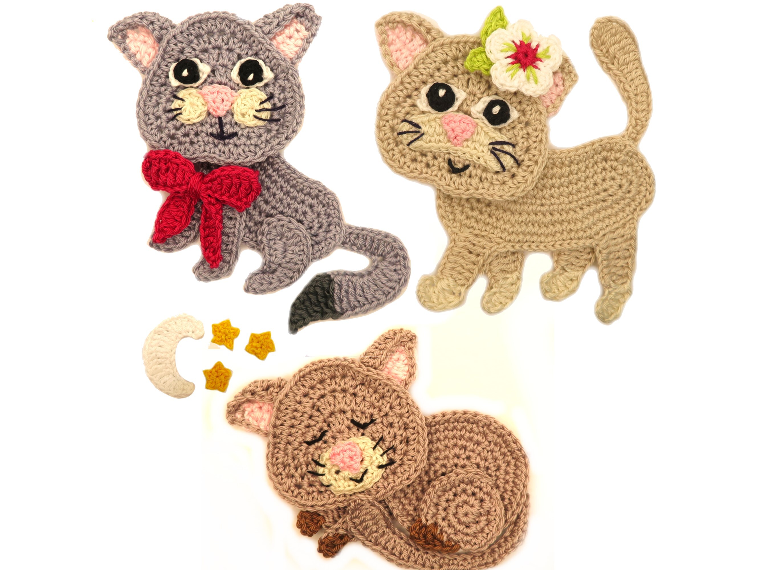 Kitty Set Crochet Applique Pattern