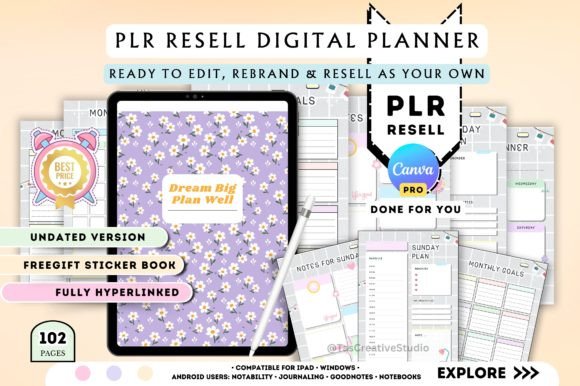 PLR Digital Planner - Editable Canva