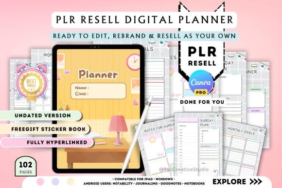 PLR Undated Planner Template - Canva