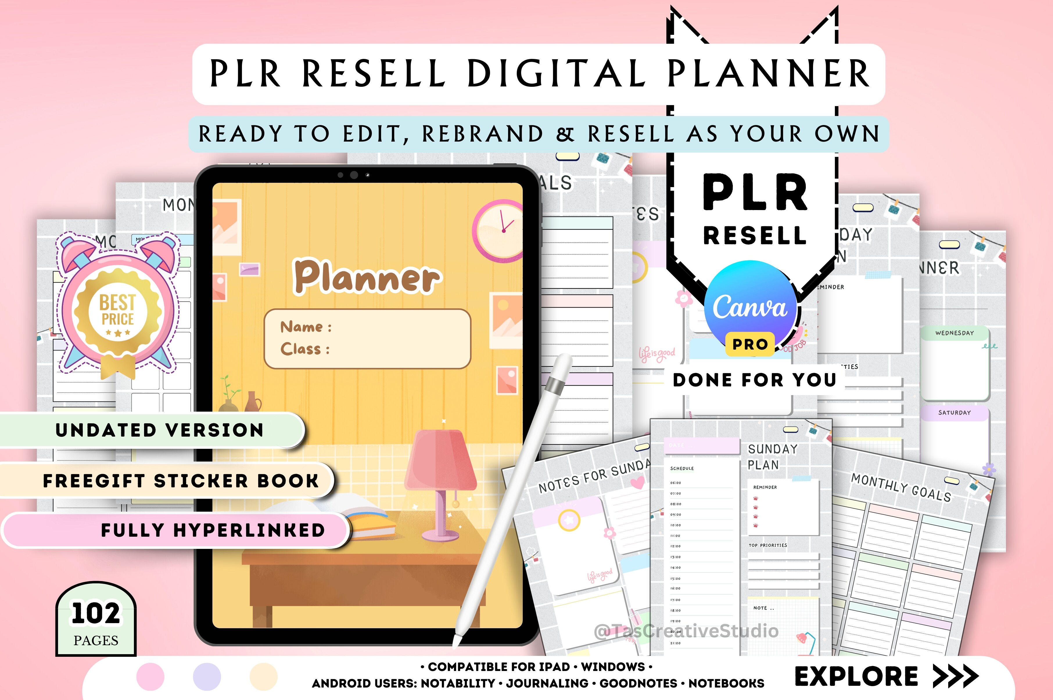 PLR Undated Planner Template - Canva