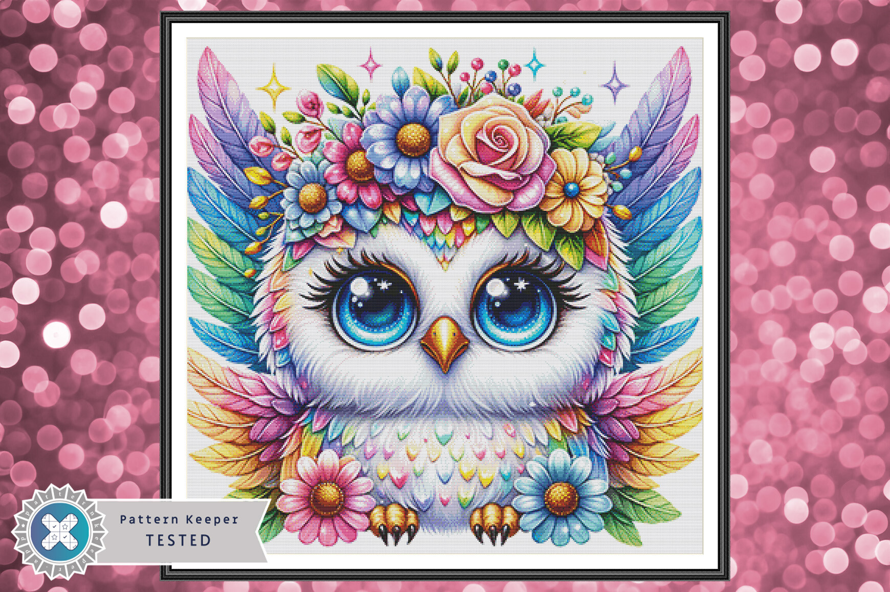 Rainbow Owl Cross Stitch Pattern PDF