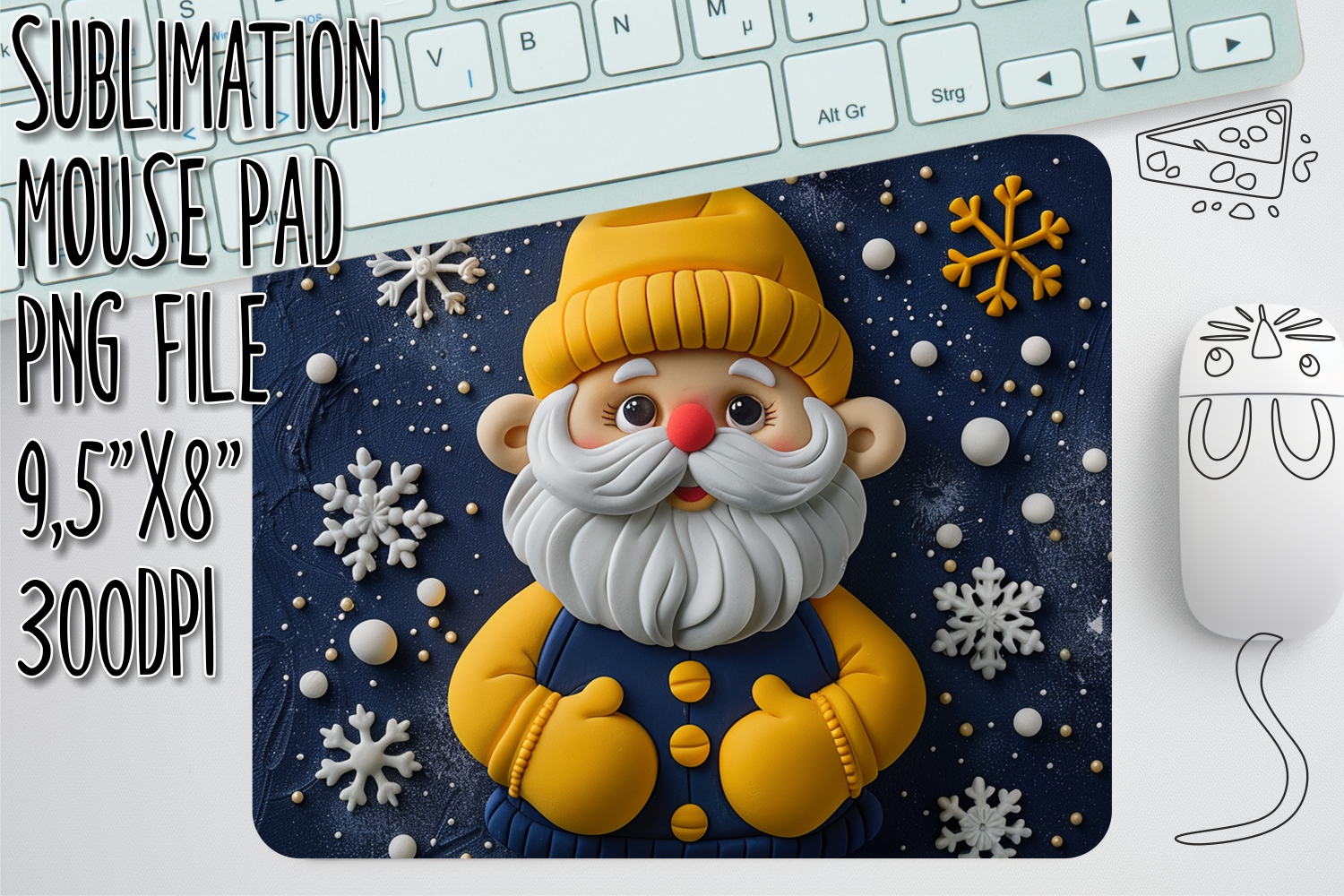 Santa Claus 3D Mouse Pad Sublimation Graphic by digitaldarius ...